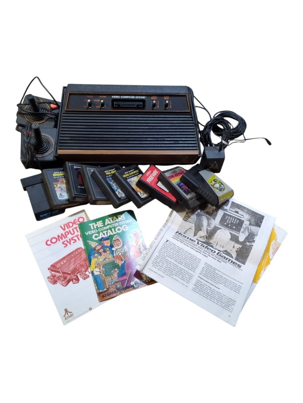 Vintage Atari 2600 CX2600A Console Accessories Controllers Games Manuals Lot